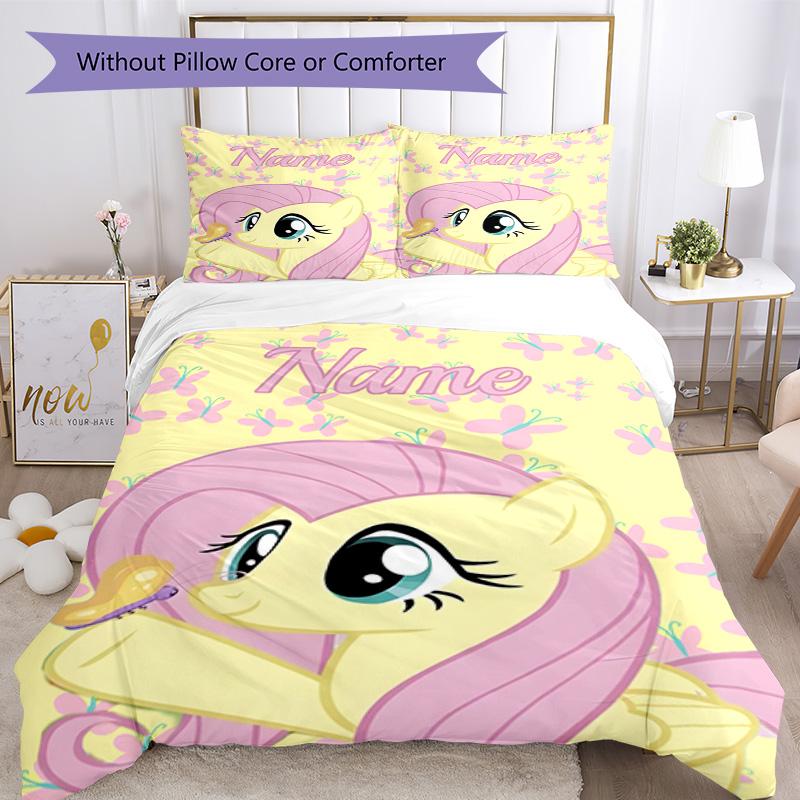 Little Pony (5) Customize your name Bedding Set Breathable Duvet Cover with Pillowcases Home Decoration Birthday Gift
