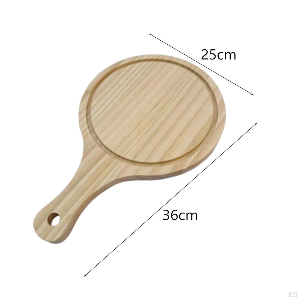 Bread and Crackers Platter, Pizza Cutting Board, Cheese Serving Wooden Peel for Fruit