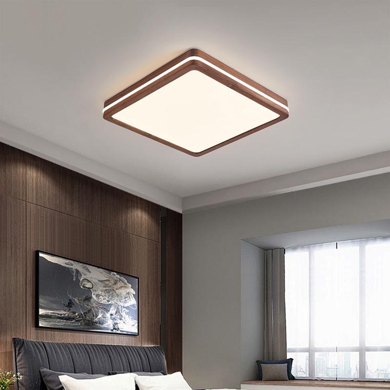 Solid Wood North American Walnut Ceiling Lamp with Full Spectrum Eye Protection for Living Room and Bedroom