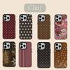 Capa de Celular de Luxo Ins Marrom Vermelho com Bolinhas para iPhone 17 16 15 14 13 12 11 X XS XR XSMAX 7 8 Air Pro Max Plus Capa de Camada Dupla