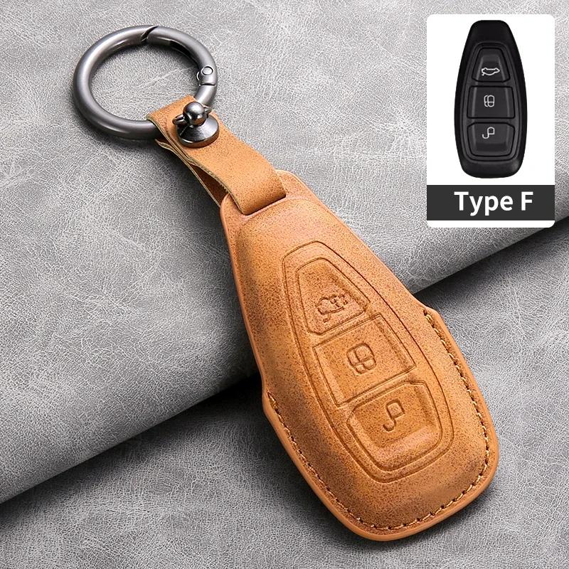 Leather 3 Buttons Car Flip Key Case Cover for Ford Figo 2017 Mondeo 5 Ecosport Puma 2020 Fiesta Mk8 Everest Ranger Protector Fob