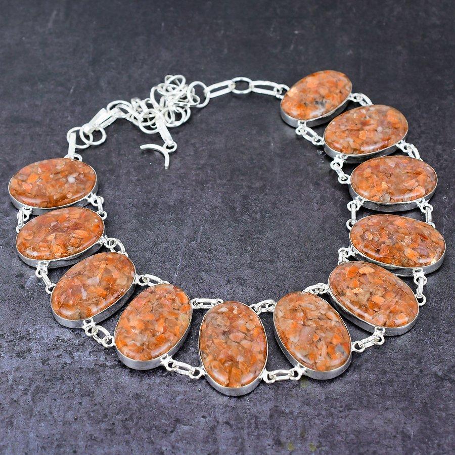Strawberry Quartz Handmade Ethnic 925 Sterling Silver Jewelry Necklace 18" Z4r47