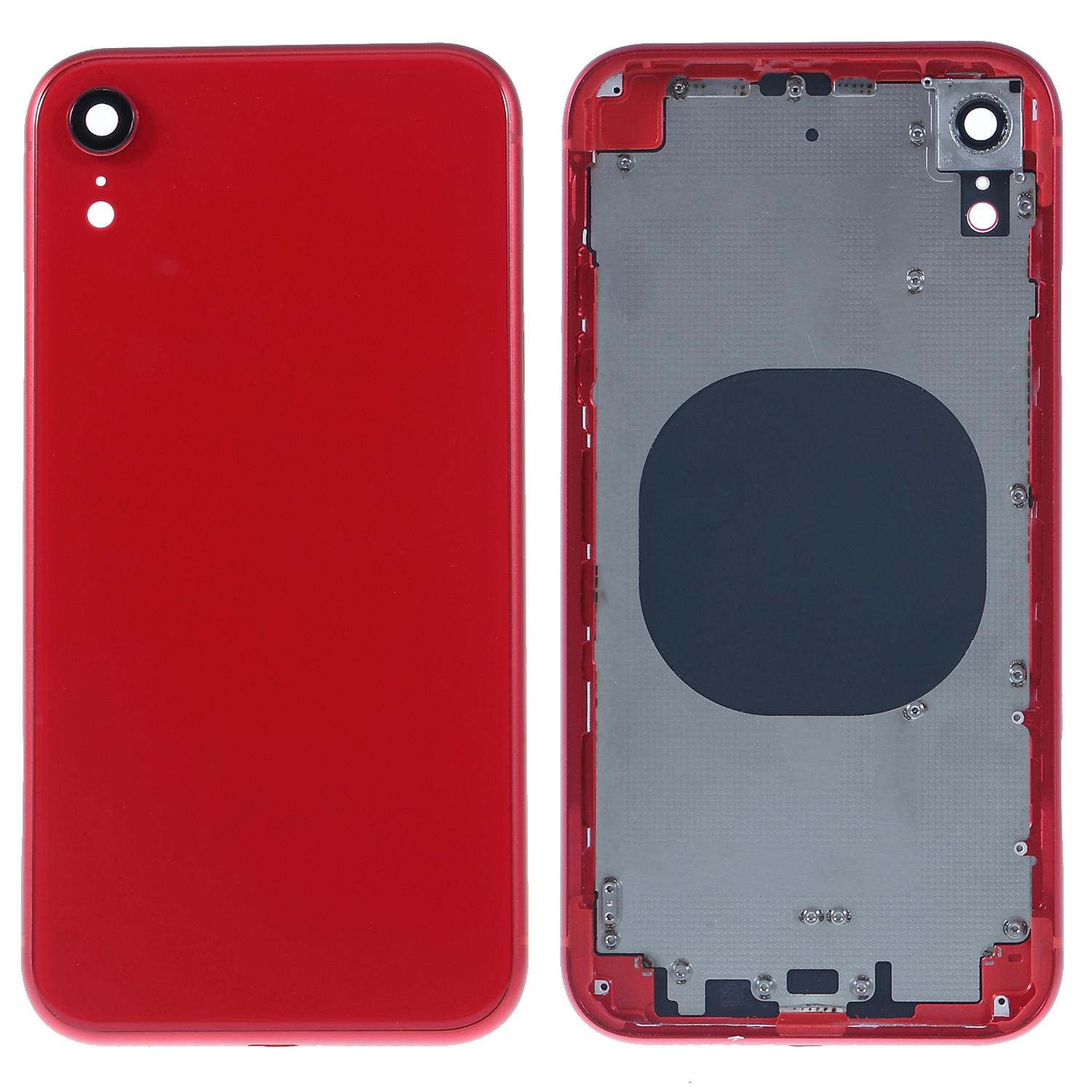 

For iPhone XR 6.1 inch Back Battery Housing Cover+Middle Plate Frame+Side Buttons Replacement Part (without Logo) Red
