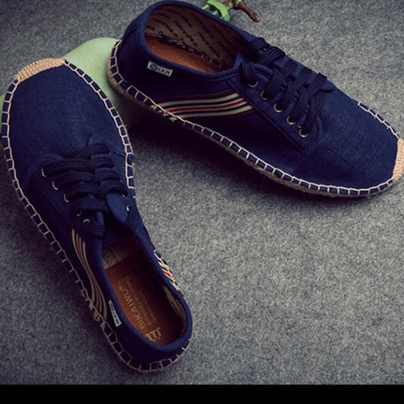 Herren Canvas Schuhe Designer Handgefertigte Freizeitschuhe Sehnensohle Fischerschuhe für Herren Outdoor Atmungsaktive Komfort Herren Sneakers