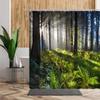 Green Jungle Shower Curtain Summer Forest Tree Bathroom Bath Decoration Home Decor Natural Landscape 3D Living Room Curtains Set