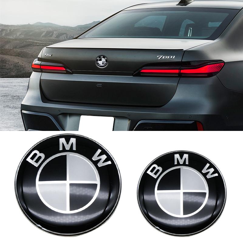 Universal Base Black White Badge Set for BMW 7Pcs 68mm 56mm 82mm 74mm Hood Trunk Wheel Steering Logo 7Pcs 2-Pin 3-Pin Clips Kit