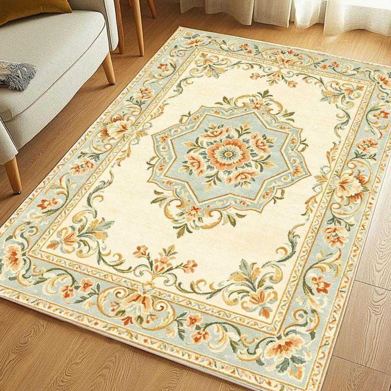 Bohemian Retro Area Rug Stain Resistant Washable Non Slip Floor Carpet for Living Room Bedroom Study French Home Decor