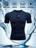 Men's Compression Shirt Quick Dry White Gym T-Shirt Black Grinning Monster Print Workout Sportswear