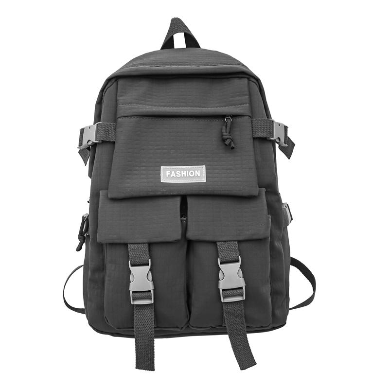 

Однотонный школьный рюкзак для женщин, большой емкости, дорожный рюкзак для студентов серый
