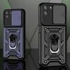Military Grade Shockproof Armor Ring Case For OPPO Realme C21Y C11 C25 C20 C31 C35 9 8 Pro A54 A74 A94 A52 A72 A92 Slide Camera Lens Protection Cover