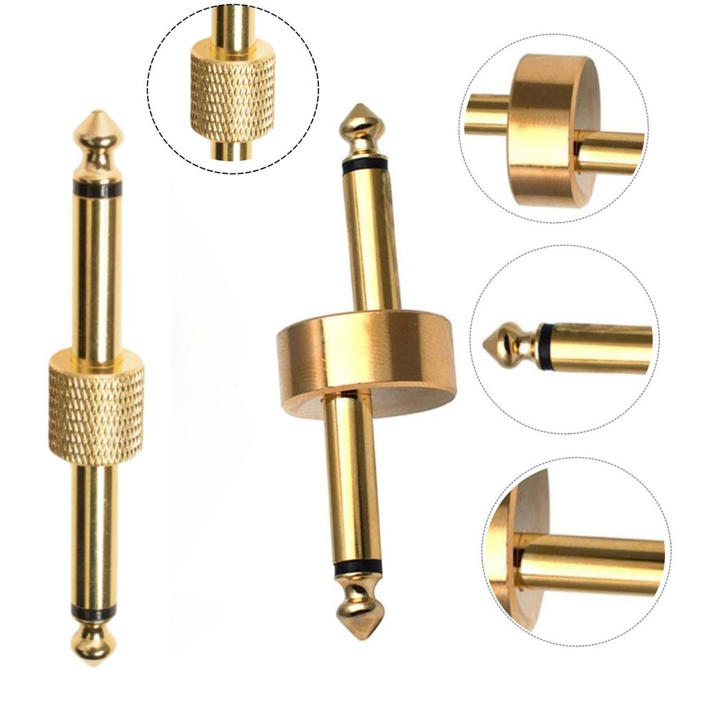 Miwayer Guitar Pedal Connectors 6.35mm Gold Plugs Guitar Effects Pedal Adapter Straight /Z Type Audio Coupler Guitar Accessory