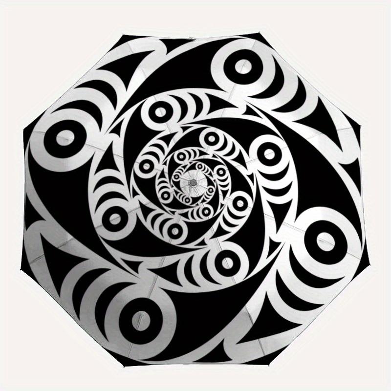 

1pc Black and White Design Automatic Opening/closing Umbrella with Auto Open/Close, Perfect Gift for Friends, Durable Plastic Handle yy250801141