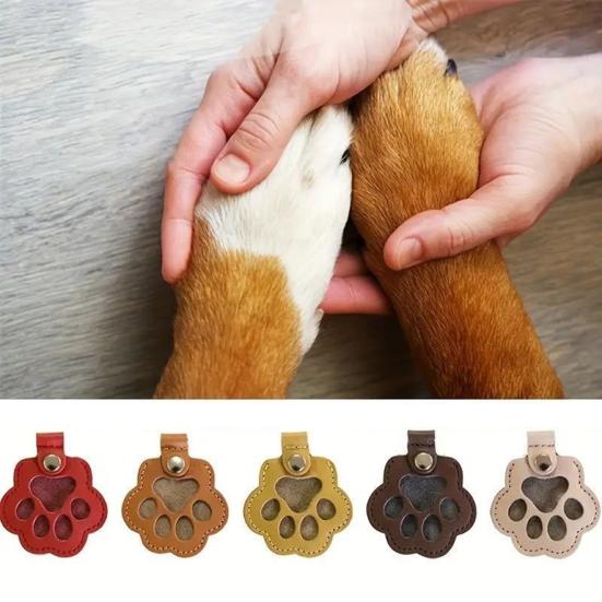 Pet Hair Keepsake Keychain Dog Cat Paw Shape Hair Storage