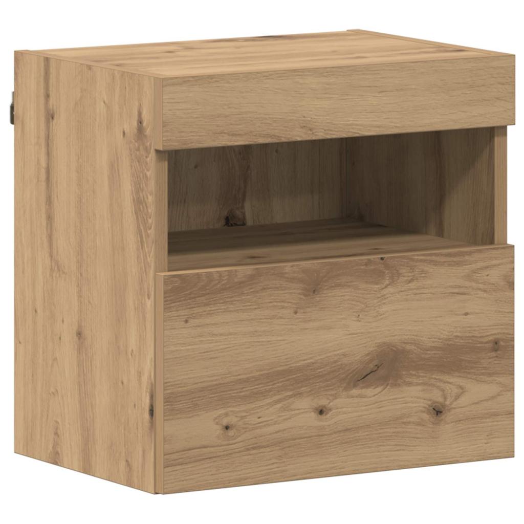 Wall Mounted TV Cabinet with LED Lighting 7 pcs Artisan Oak Wood Based Material