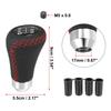 uxcell Shift Knob Gear Lever Shifter MT Stick Shift Knob Black Universal 5 Speed PU Leather Red Stitching