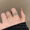 Gold Sliver Paved Diamond Universal Cuff Rings For Women Copper Inlaid Rhinestone Finger Accessory