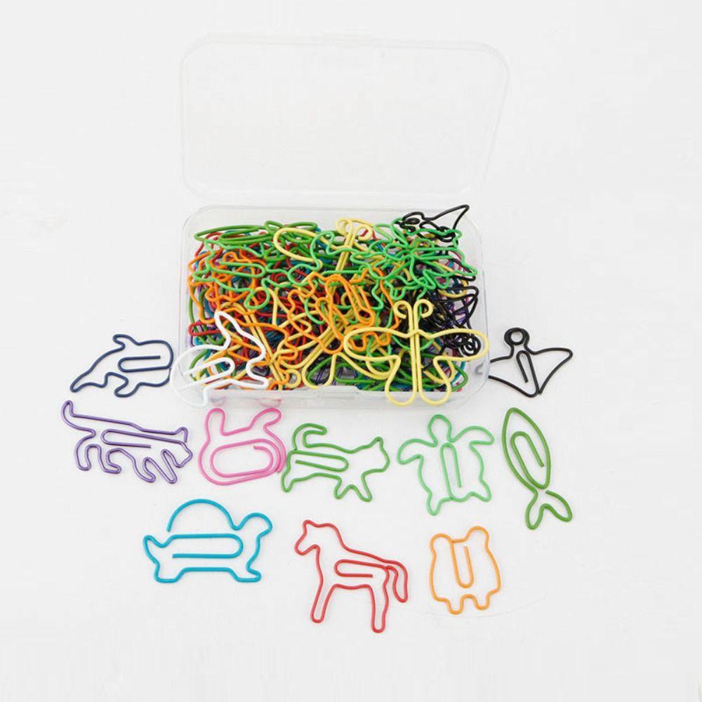 60pcs Plastic-coated Metal Paper Clip 12 Kinds Memo Clips Bookmarks Office Supplies  Office
