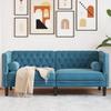 VidaXL Chesterfield Sofa with Bolsters 2-Seater Blue Velvet, Sofa, Upholstered Sofa, 2-Seater Sofa, Loveseat, 372691