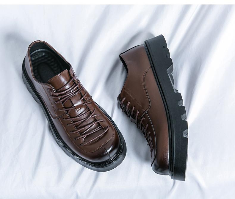 Fashion Leisure Walk Casual Shoes Fashion Business Oxford Footwear Punk Style Men Thick Soled Derby Shoes Versatile Formal Leather Shoes