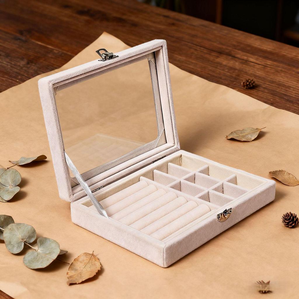 Premium Jewelry Storage Box with Transparent Lid for Earrings, Rings, Necklaces, and Pearls