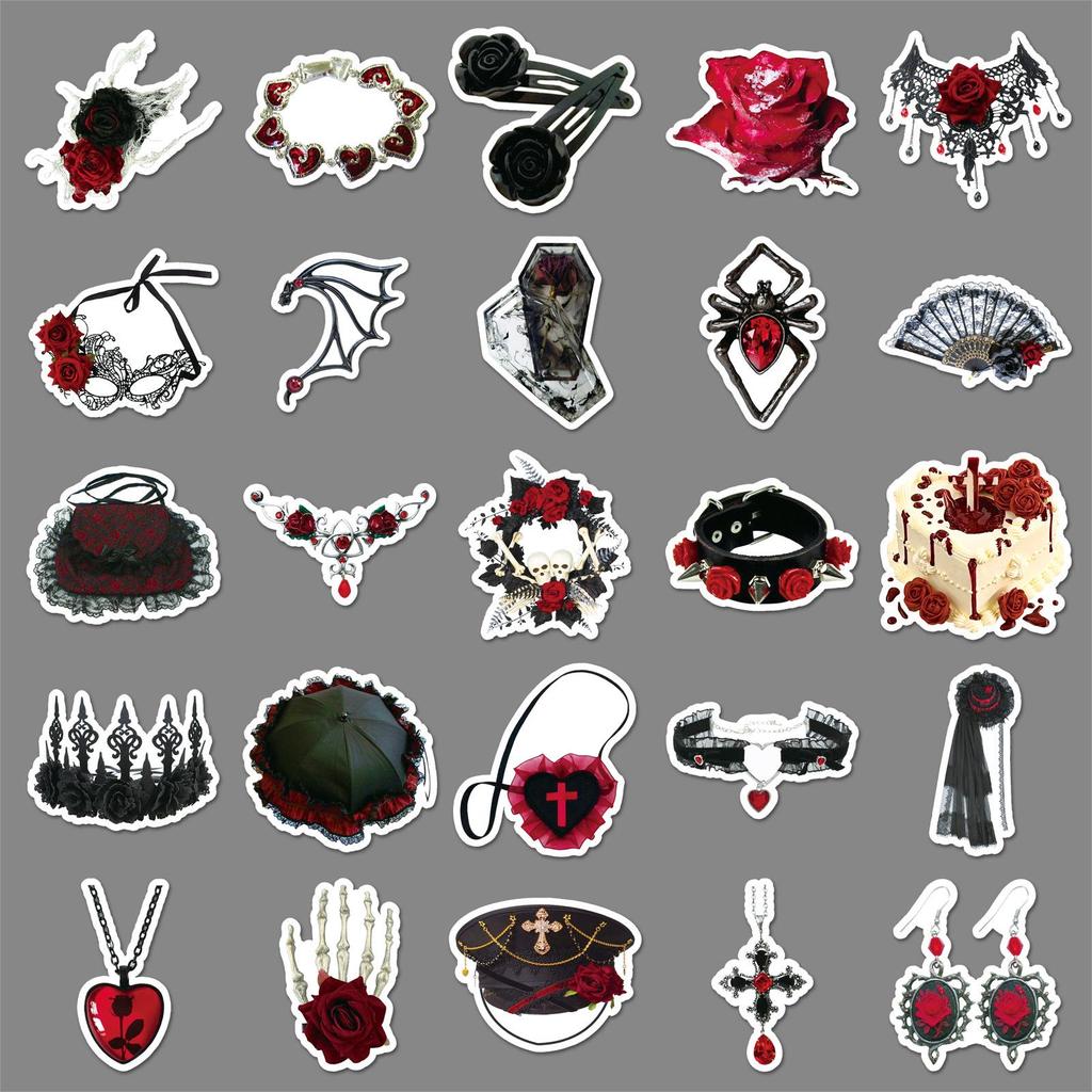 50 Rose Gothic Stickers: Dark, Sweet, Cool Style for Fridge, Phone, Guitar, Journal