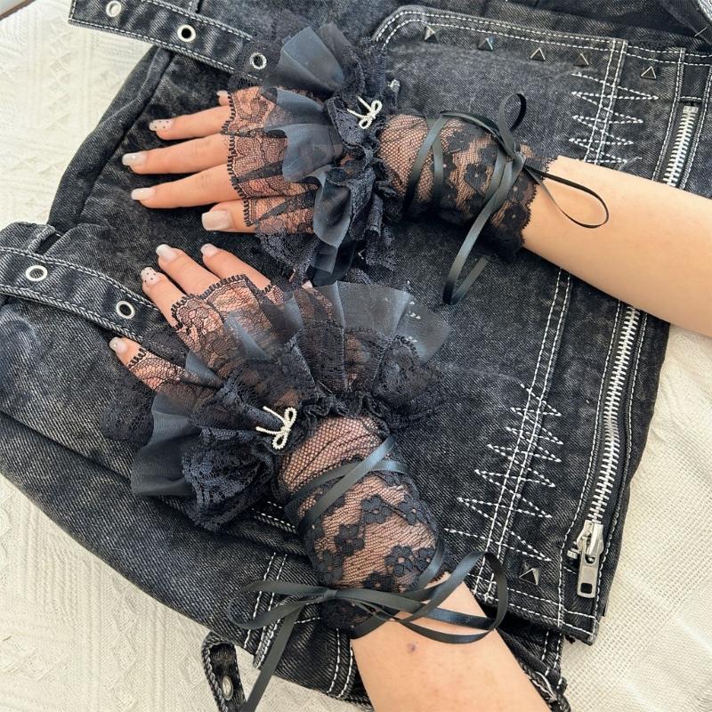 Lace Wrist Cuffs For Shirt Sweater Balletcore Elaborate False Sleeve Ornament Lace Brim Sleeves False Wrist Cuffs
