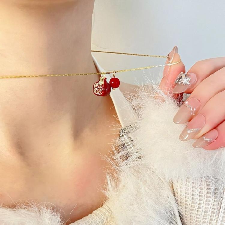 Pomegranate Pendant Necklace Drop Earrings Pendant Earrings Elegant Jewelry Alloy Texture for Gifts and Celebrations