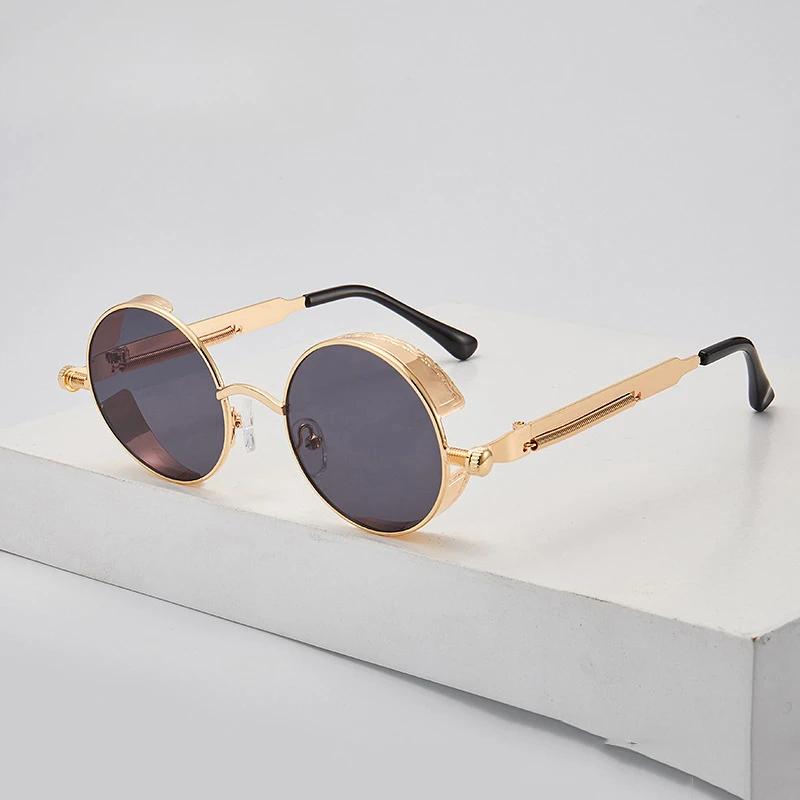 Personalized Steampunk Red Sunglasses Men Round Punk Alloy Metal Sunglasses Uv400 Goggles Gothic Style Shades Sunglases