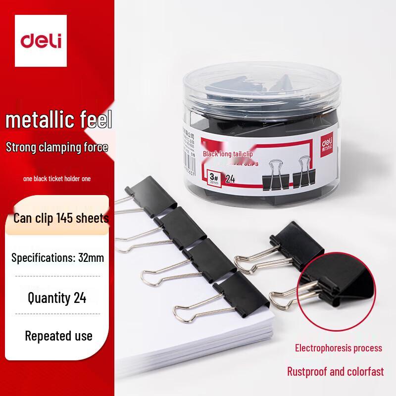 Deli 32mm Black Binder Clips