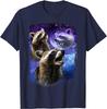 Funny 3 Racoon Moon Howling Raccoon Head Funny for Men Women Kid T-Shirt Casual Cotton Daily Four Seasons Tees Tshirt Streetwear