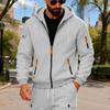 Men Loose Plus Size Zip Up Hooded Fleece Lined Casual Sports Open Front Hoodie Jacket