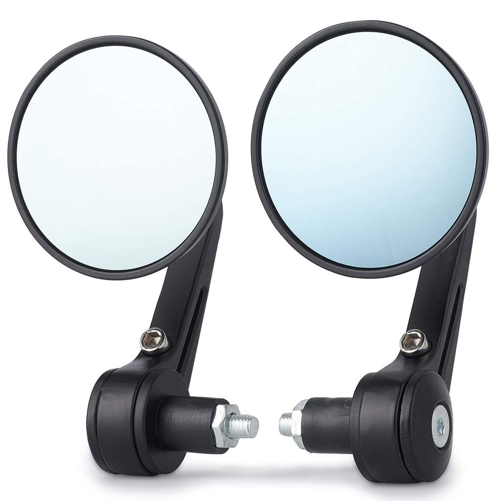 Esprotori Motorcycle Rearview Universal Motorcycle Bar End Black Compatible with and Chopper Mirror, Mirror, Round, Honda, Kawasaki, Yamaha,