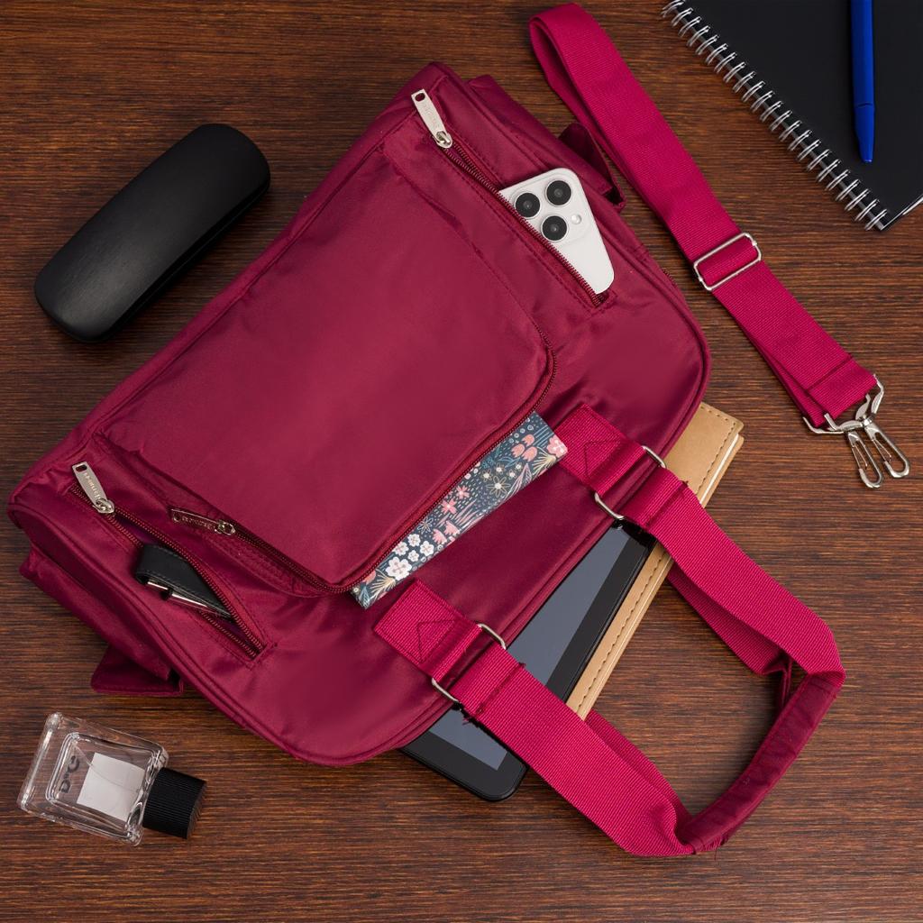 Torebka damska lekka duża A4 modna torba shopperka bordowa na ramię Beltimore J32