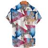 Men's Hawaiian Shirts 3D Cute Cat Print Short Sleeved Shirt Lapel Fashionable Casual Harajuku Cartoon New Clothing