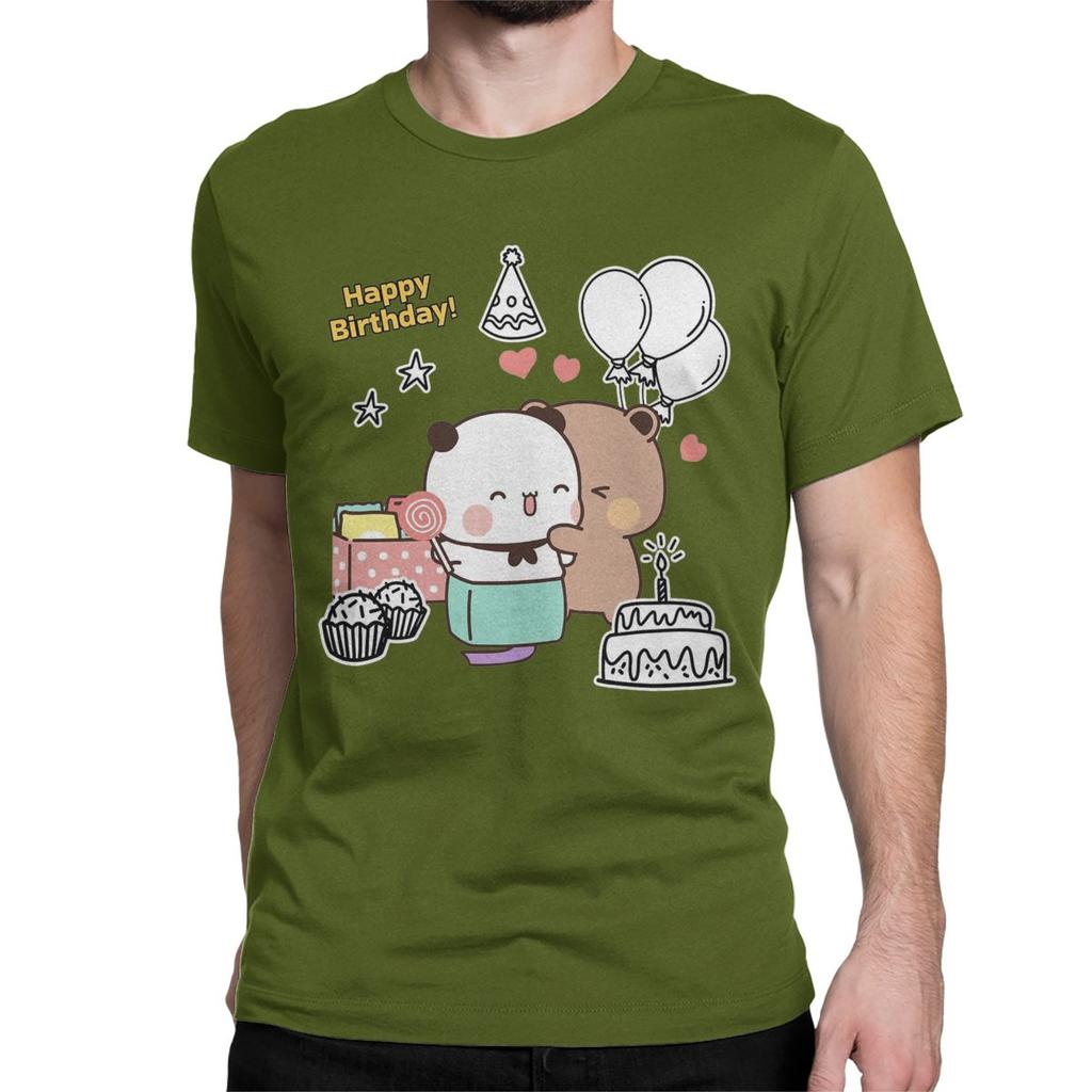 Leisure Happy Birthday Bubu Dudu T-Shirts Men Women Crew Neck Cotton T Shirt Panda Bear Short Sleeve Tee Shirt Plus Size Clothes