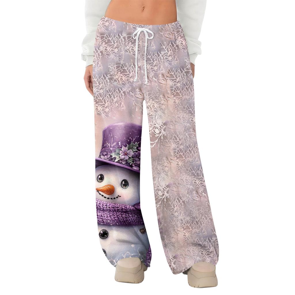Women's Fleece Wide Leg  Elastic Waist Drawstring Loose Pants Drawstring Pajama Pants Sleepwear Trousers