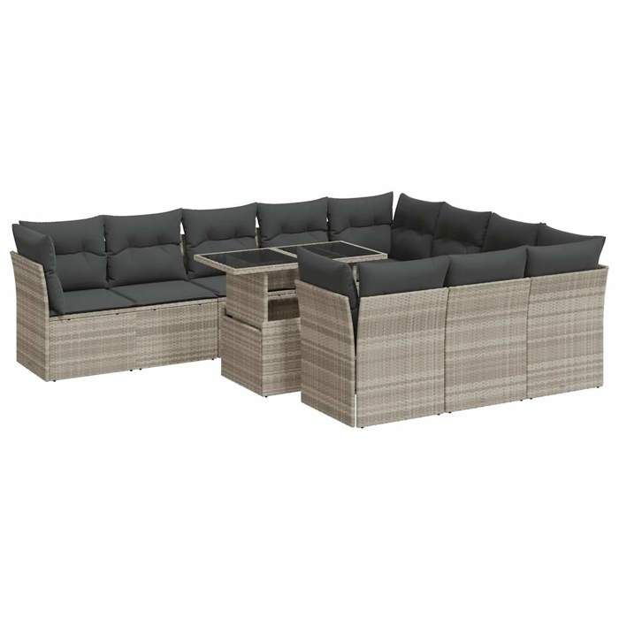 VidaXL Salon de jardin 11 pcs avec coussins gris clair résine tressée 3326233