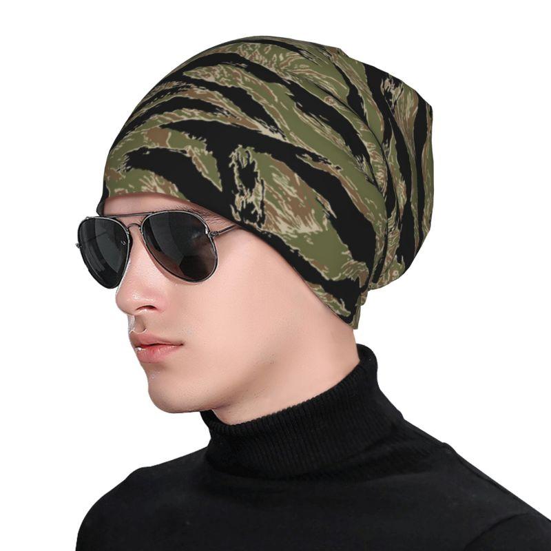 Tiger Stripe Camouflage Military Camo Slouchy Beanie Hats for Men Women Autumn Winter Warm Knit Hat Bonnet Cap Skullies Beanies