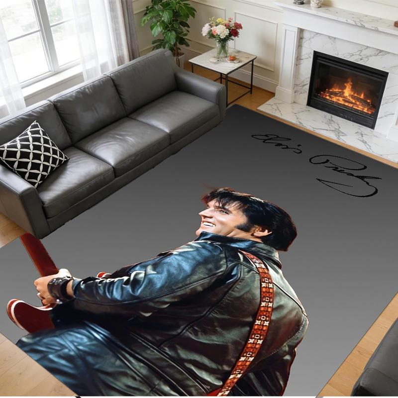 Tappeto in Peluche di Velluto di Cristallo con Stampa di Elvis Presley Anti?Indumenti da notte?Tappeto da Pavimento Resistente per Decorazione Domestica Interna