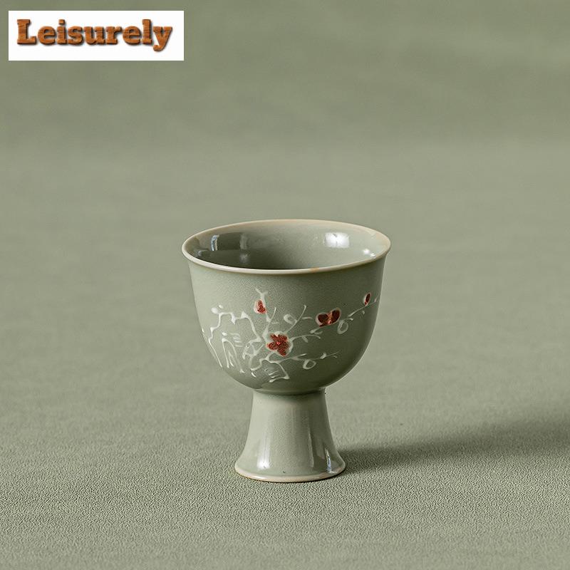 50ml Beixitang High Foot Cup Rtero Galze Ceramic Teacup Household Tasting Tea Bowl Master Cup Mugs Kung Fu Teaset Drinking Gift