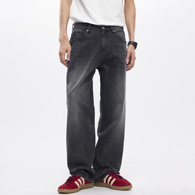 Old Washed Jeans Men's High Street Loose Drape Japanese Straight Wide-leg Trousers