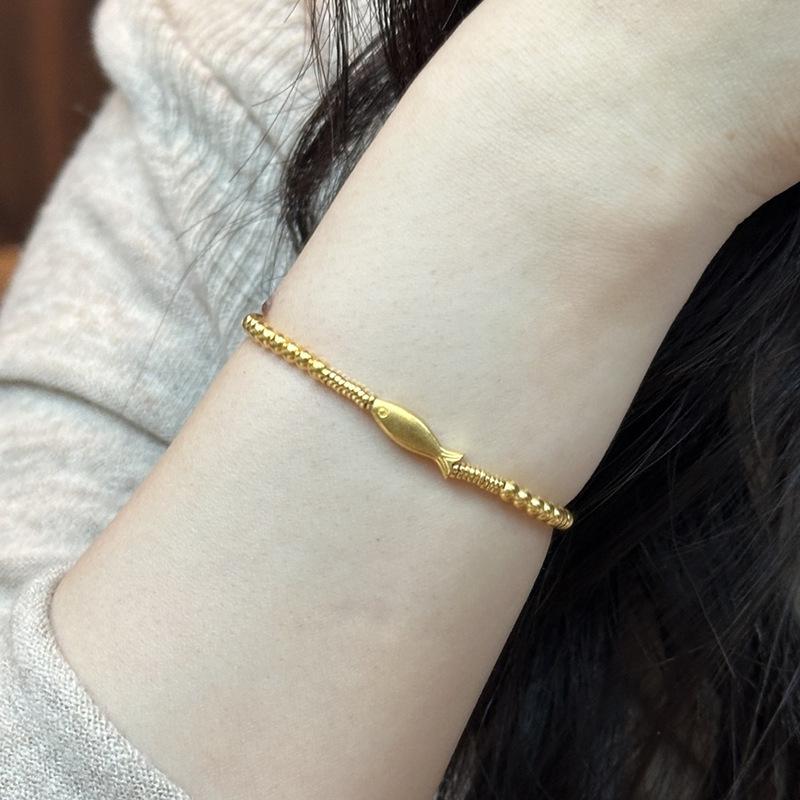 Transfer Koi Handornamente Goldperle Kleiner Fisch Armband für Damen 2024 Neuer Stil Goldperle Perlen Glücksbringer Armband Heißer Verkauf