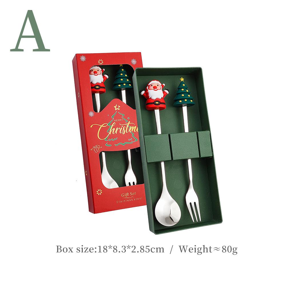

Рождественский набор из 2/4/6 предметов, креативная посуда из нержавеющей стали, подарочный набор вилок и ложек для кофе, чая, десерта