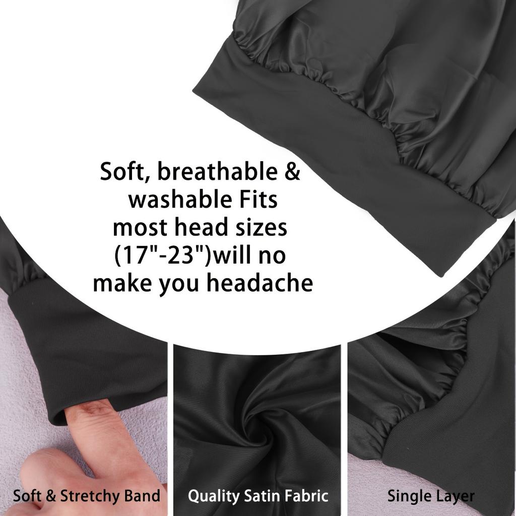 Satin Night Hair Cap Women's Solid Sleeping Hat Sleep Care Bonnet Nightcap For Women Unisex Cap