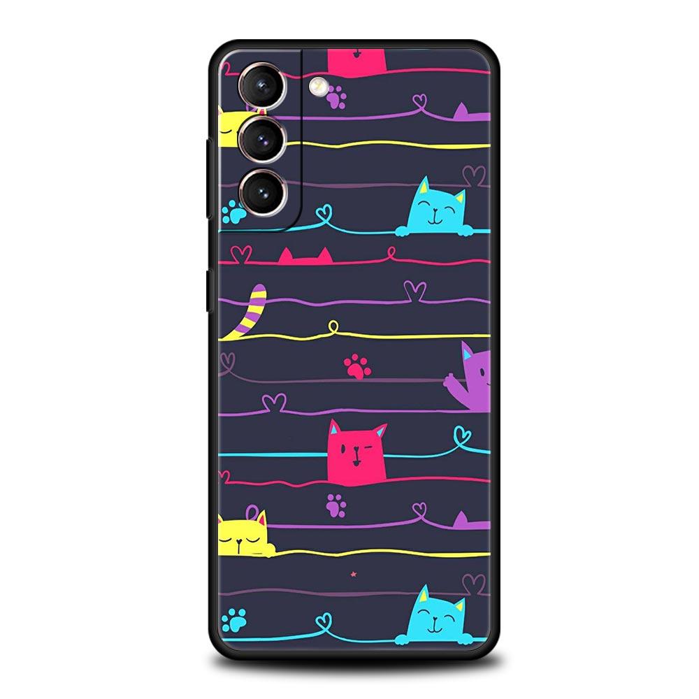Abstract Creative Cute Cat Line Phone Case for Samsung Galaxy S26 S25 S24 S23 S22 S20 S21 FE Ultra S25 Edge Plus Soft TPU Cover
