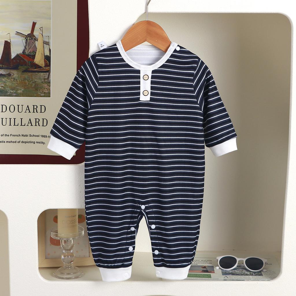 Baby Boy Long Sleeve Striped Romper Newborn Spring Autumn Outfit