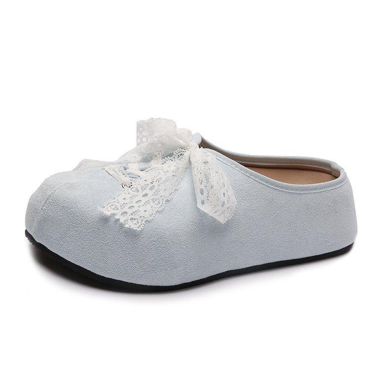 [Yushilai] 2025 new fairy must-have sweet college style slippers lace embossed personality and comfort