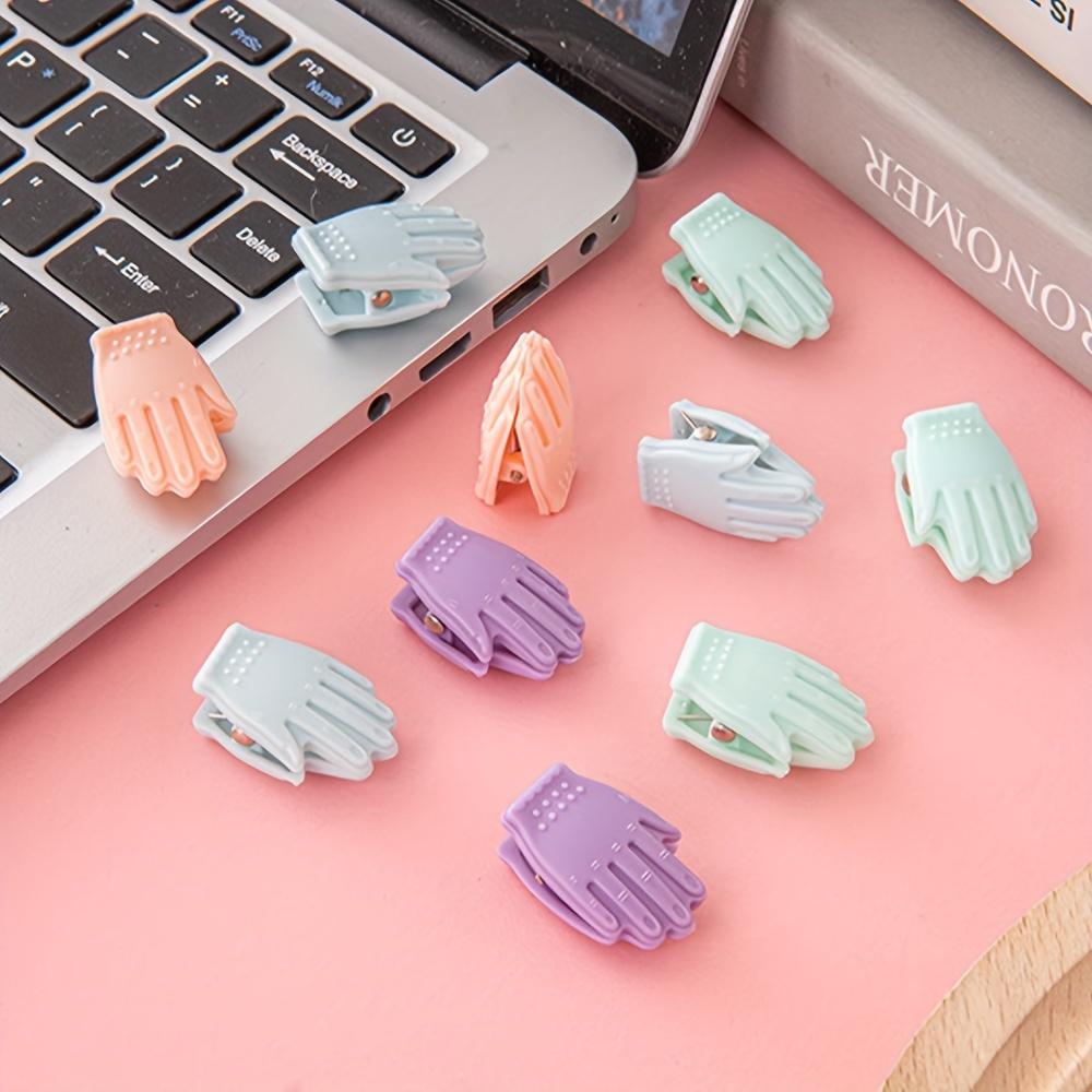 1pc Macaroon Mini Palm Shaped Clip, Portable Cartoon Style Storage Clamp, Cute & Efficient Document Grip, Plastic Ticket Holder For Home & Office Use