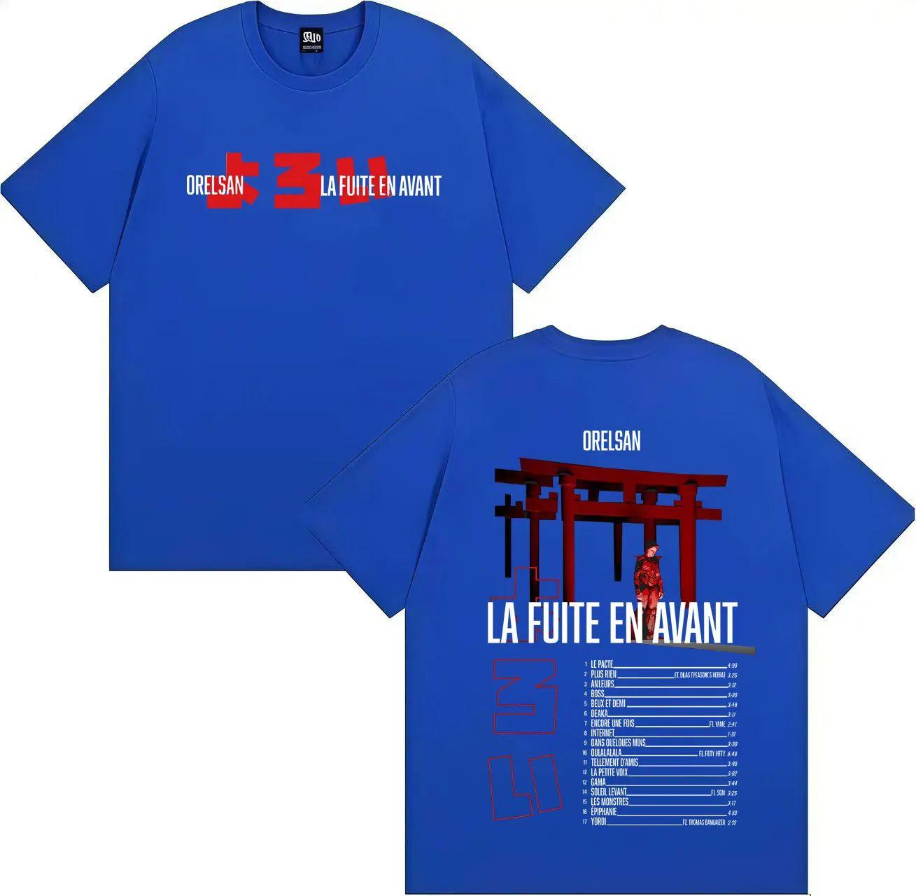 

Fashion Hip Pop T Shrit Rapper Orelsan 2026 Album Double Sided Print T Shirts Casual Loose Tops Oversized ONeck Tshrits Unisex S