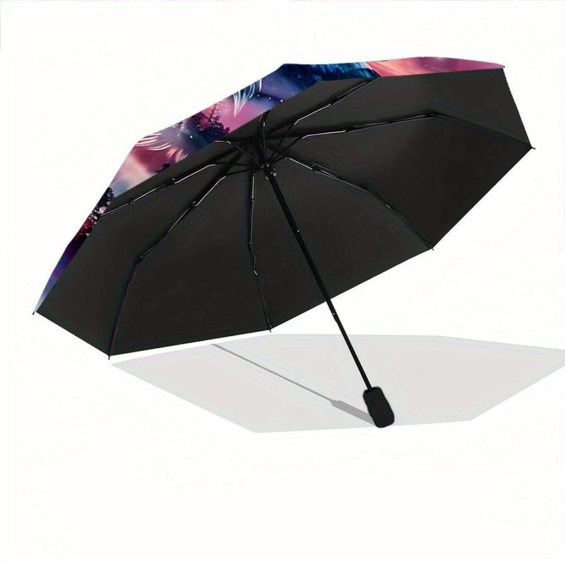 1pc Galactic Wolf Automatic Folding Umbrella - 3 Folding Design, Vivid Cartoon Pattern, Suitable for Outdoor Activities, A Gift for Fans In All S